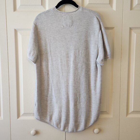 Hollister Women's Light Gray Textured Knit Short Sleeve Long T-Shirt Size L - Picture 7 of 9